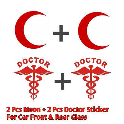 Picture of Premium Quality 2 Pis Moon 2 Pis Doctor Universal Car Front & Rear Sticker Combo