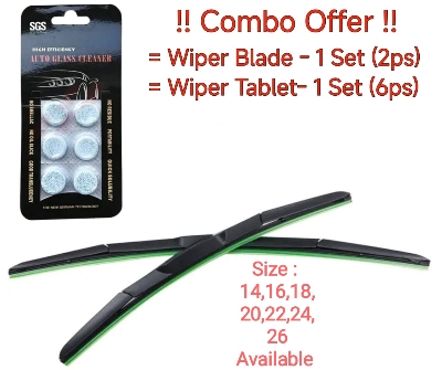 Picture of Premium Quality Car Wiper Blade & Wiper Tablet Combo - 1Set Wiper & 6Pis Tablet