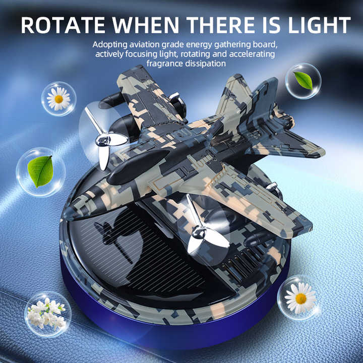 Picture of New Car Aromatherapy Solar helicopter Aromatherapy seat Creative camouflage rotating aircraft car perfume center console car decorat