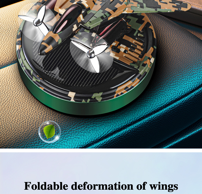 Picture of New Car Aromatherapy Solar helicopter Aromatherapy seat Creative camouflage rotating aircraft car perfume center console car decorat