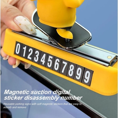 Picture of Latest Upgrade Parking Number Skateboard Bear Car Ornaments Sliding with Driving Magnetic Number Plate No Noise Decoration