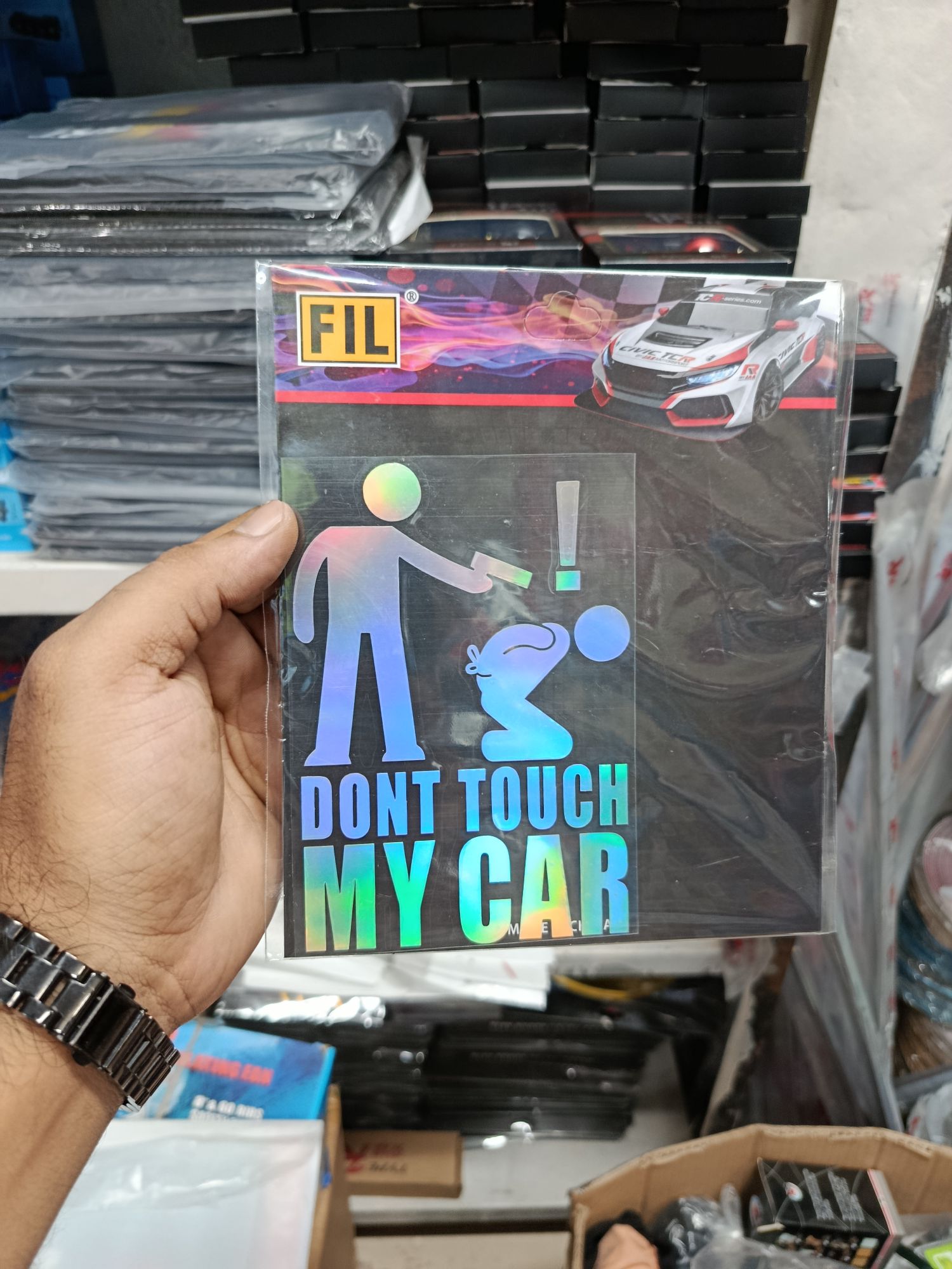 Picture of Don't Touch My Car Warning Decal Sticker Vinyl Holographic Sticker for Car