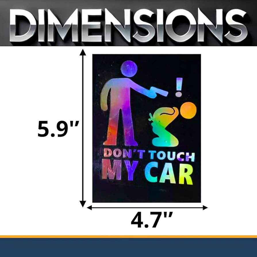 Picture of Don't Touch My Car Warning Decal Sticker Vinyl Holographic Sticker for Car