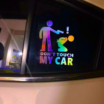 Picture of Don't Touch My Car Warning Decal Sticker Vinyl Holographic Sticker for Car