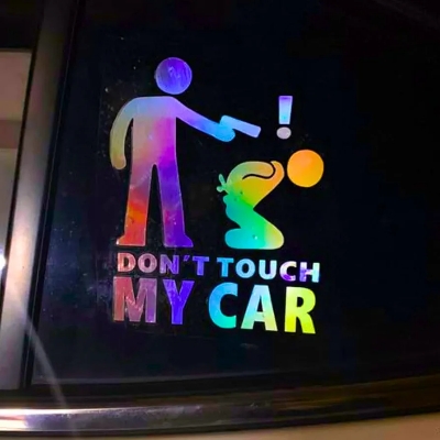 Picture of Don't Touch My Car Warning Decal Sticker Vinyl Holographic Sticker for Car