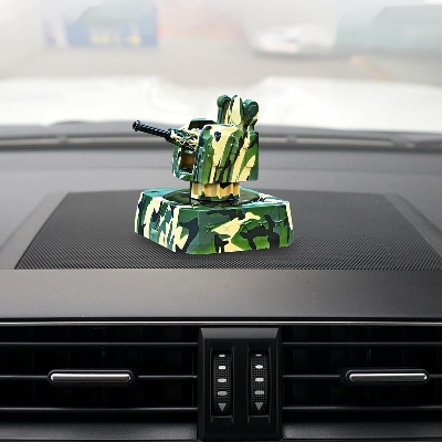 Picture of Solar Car Air Freshener | Car Air Freshener Diffuser with Solar Rotation | Modern Cannon Shape Odor Remover Anti Slip Base Design Sea Scent for Taxi Caravan Truck Dashboard