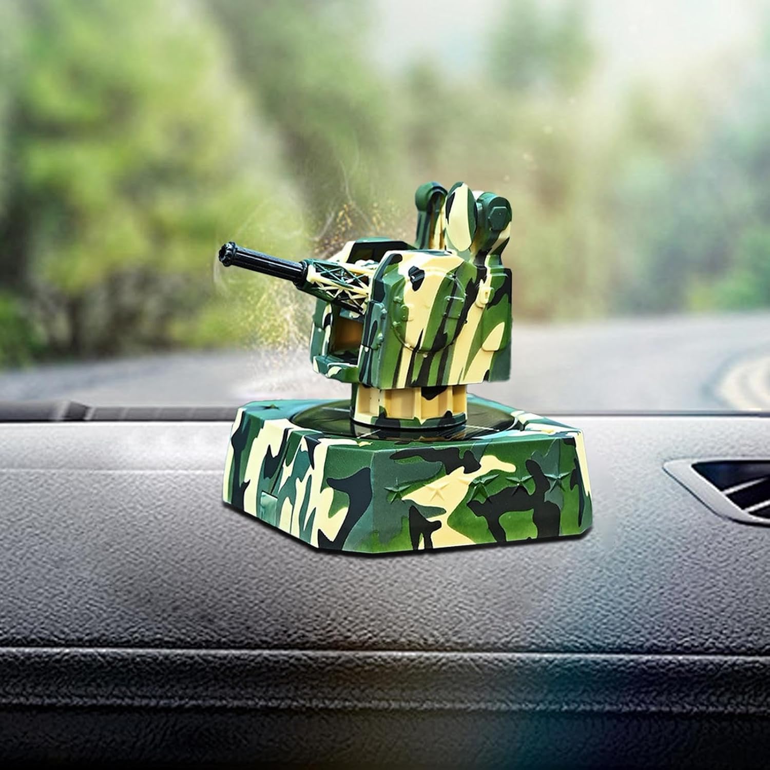 Picture of Solar Car Air Freshener | Car Air Freshener Diffuser with Solar Rotation | Modern Cannon Shape Odor Remover Anti Slip Base Design Sea Scent for Taxi Caravan Truck Dashboard