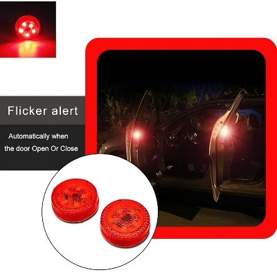 Picture of 2pcs Car Door Warning Lights Car LED Door Open Warning Lamp Strobe Flash Anti-collision Safety Red Light Universal For Car Car LED Door Open Warning Lamp Strobe Flash Anti-collision Safety
