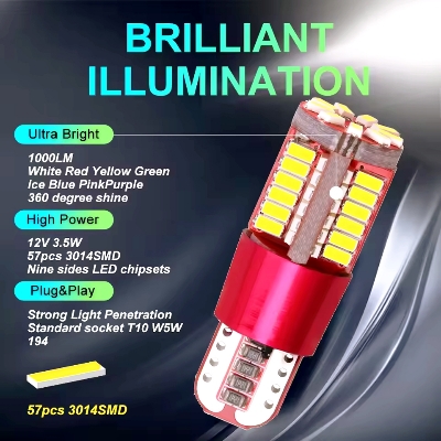 Picture of 2Pis 57 SMD 3014 LED Canbus No Error Car Marker Light Parking Lamp Motor Wedge Bulb White