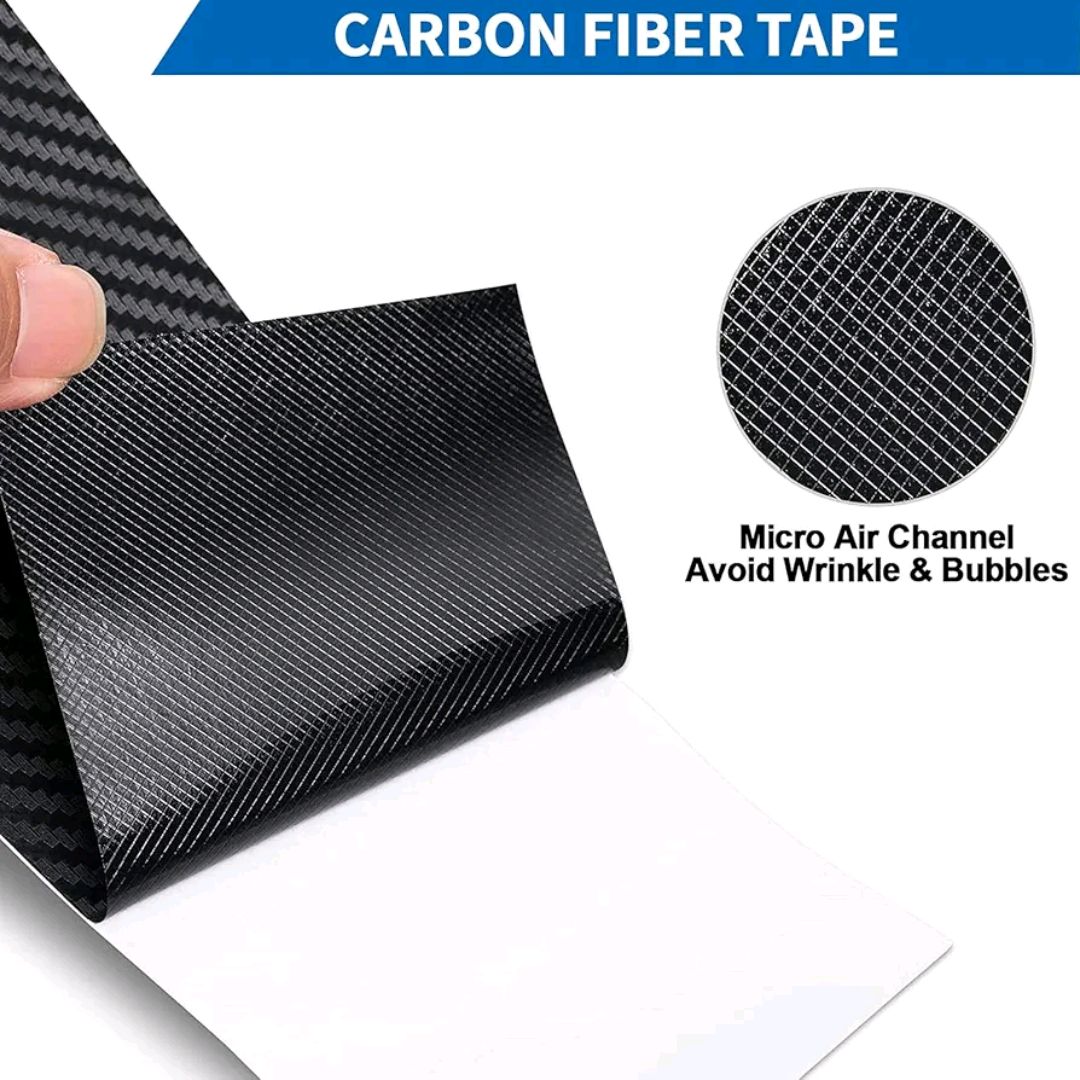 Picture of Carbon Fibre Vinyl Wrap, 5cm*5m Roll Black Protective Film for Car Sticker Door Sill Protector, Universal Car Accessories 3D Effect