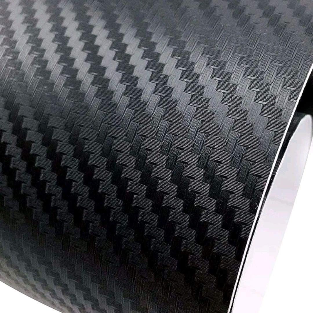 Picture of Carbon Fibre Vinyl Wrap, 5cm*5m Roll Black Protective Film for Car Sticker Door Sill Protector, Universal Car Accessories 3D Effect