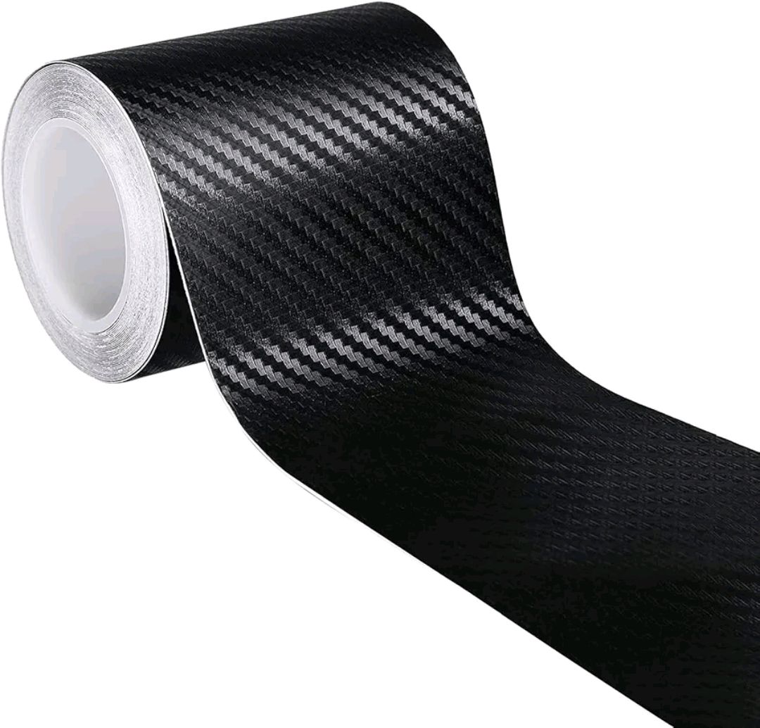 Picture of Carbon Fibre Vinyl Wrap, 5cm*5m Roll Black Protective Film for Car Sticker Door Sill Protector, Universal Car Accessories 3D Effect