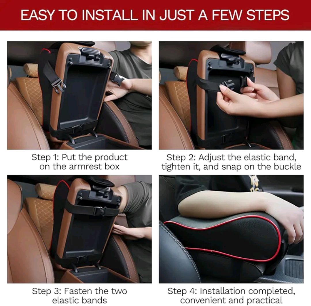 Picture of Car Armrest Cushion,Memory Foam Car Armrest Pad,Auto Center Console Armrest Pillow with Phone Holder Storage Bag Universal Fit for Most Car