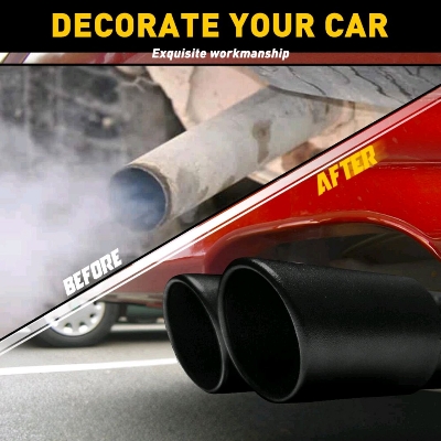 Picture of Matte Black Car Stainless Steel Dual Exhaust Pipe Muffler Tip Tail 1.5 -2 .4inch