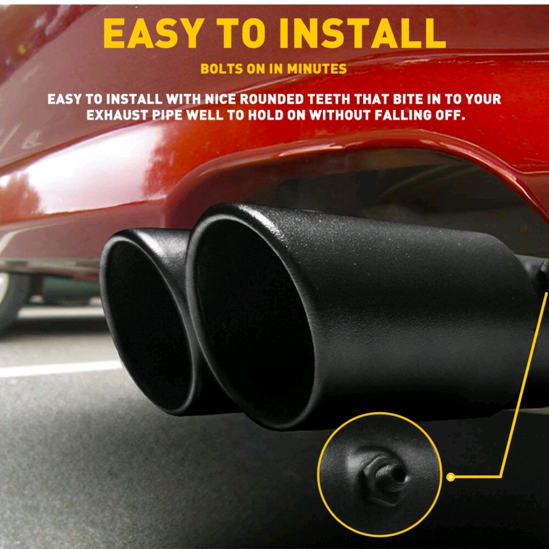 Picture of Matte Black Car Stainless Steel Dual Exhaust Pipe Muffler Tip Tail 1.5 -2 .4inch