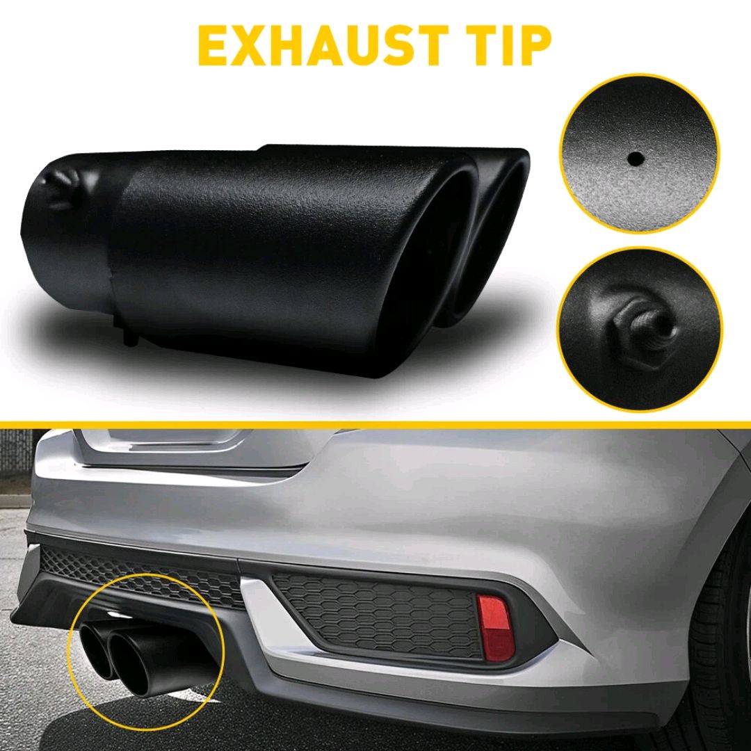 Picture of Matte Black Car Stainless Steel Dual Exhaust Pipe Muffler Tip Tail 1.5 -2 .4inch