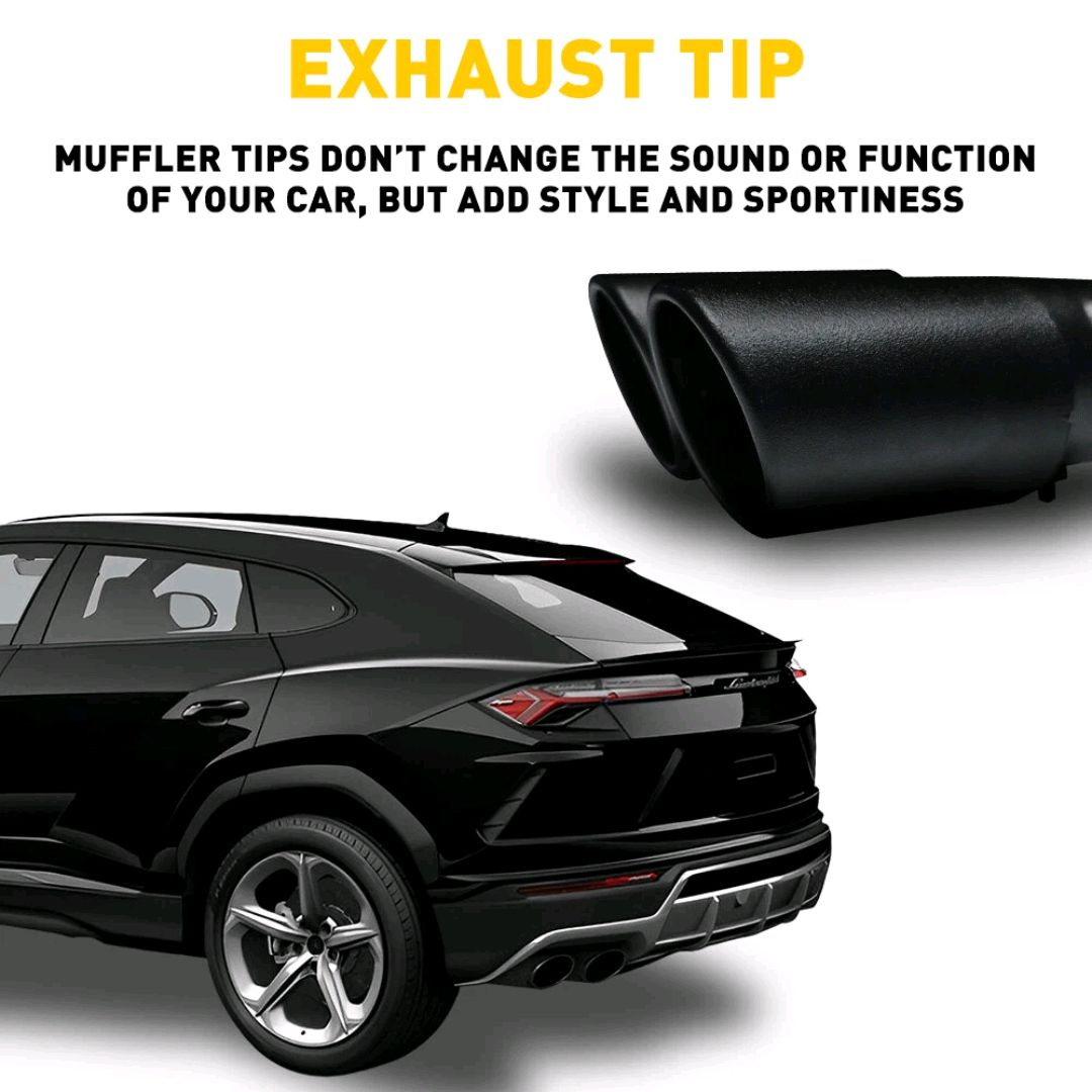 Picture of Matte Black Car Stainless Steel Dual Exhaust Pipe Muffler Tip Tail 1.5 -2 .4inch