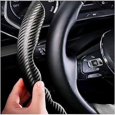 Picture of Universal Carbon Fiber Steering Wheel Cover,2 Pack Car Steering Wheel Covers,Carbon Fiber Anti-Skid Segmented Car Steering Wheel Protector for Auto/Truck/SUV/Van Steering Wheels Accessories Black…