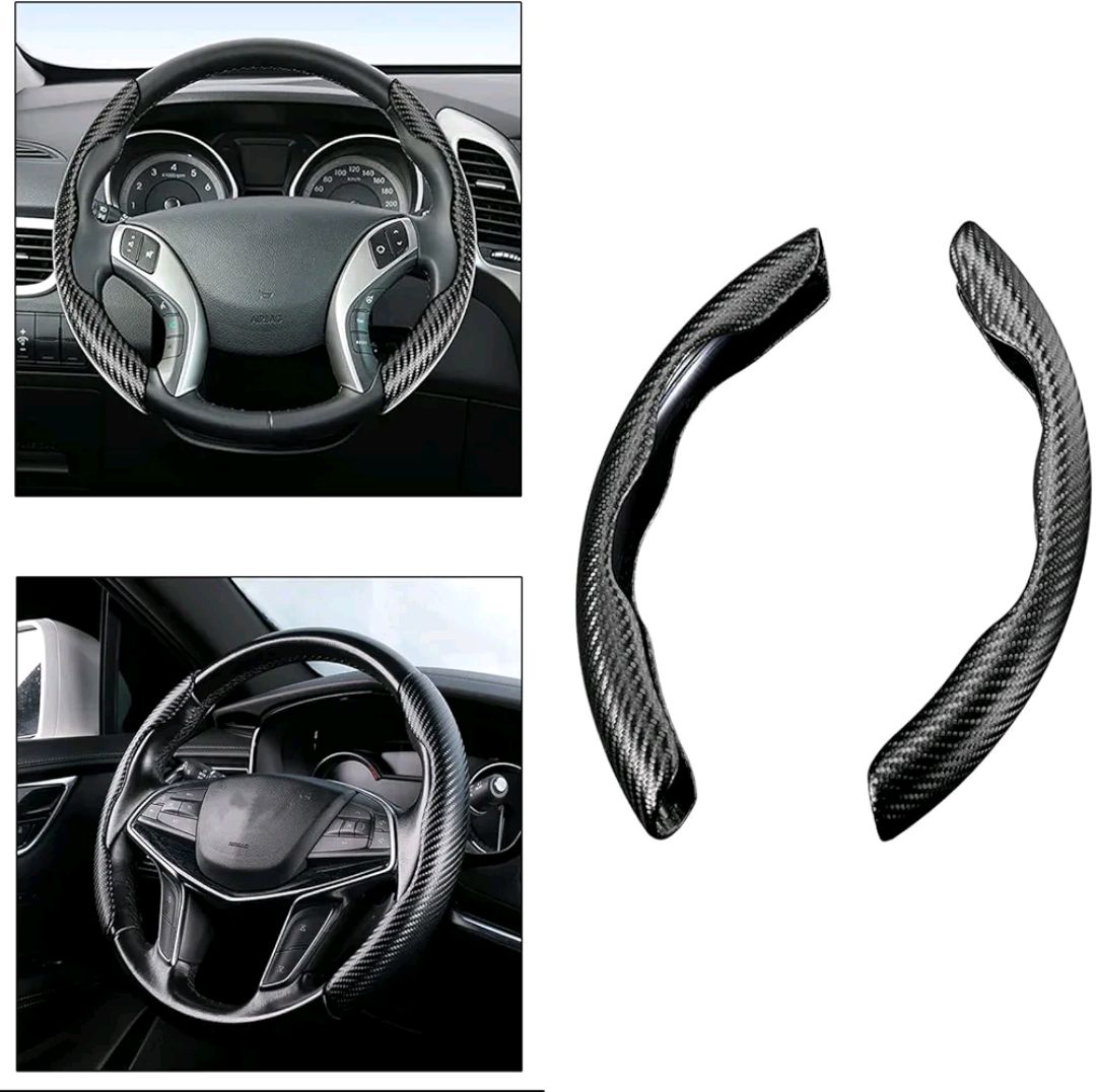 Picture of Universal Carbon Fiber Steering Wheel Cover,2 Pack Car Steering Wheel Covers,Carbon Fiber Anti-Skid Segmented Car Steering Wheel Protector for Auto/Truck/SUV/Van Steering Wheels Accessories Black…