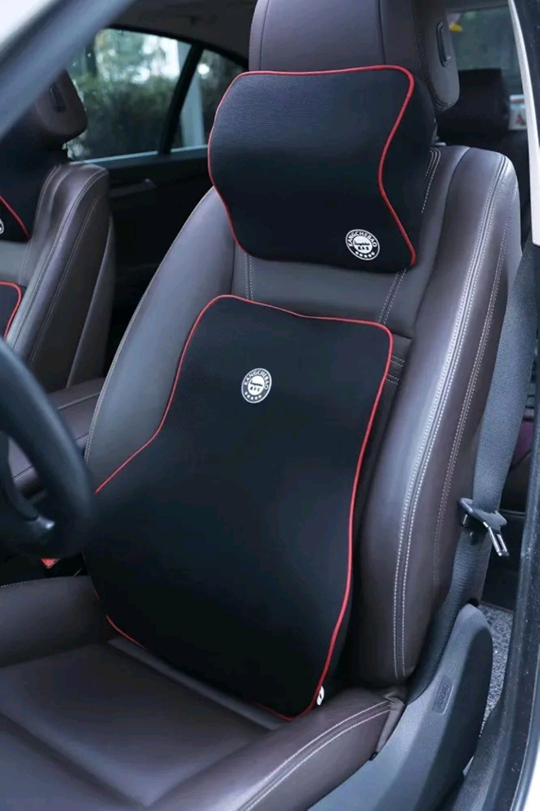 Picture of Premium Car Headrest & Lumbar Support Cushion Set – Rebound Memory Foam Backrest Pillow - Black