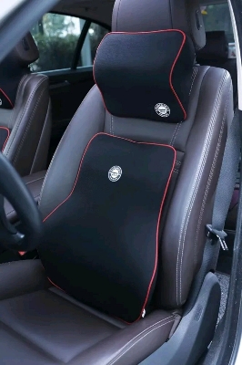 Picture of Premium Car Headrest & Lumbar Support Cushion Set – Rebound Memory Foam Backrest Pillow - Black