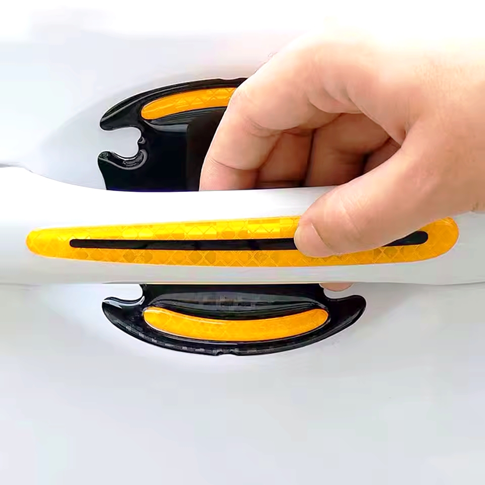 Picture of 8 Pcs EGP Car Door Bowl Sticker Anti Scratch Door Handle Warning Reflective Door Handle Paint Scratch Soft Adhesive Film