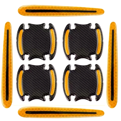 Picture of 8 Pcs EGP Car Door Bowl Sticker Anti Scratch Door Handle Warning Reflective Door Handle Paint Scratch Soft Adhesive Film