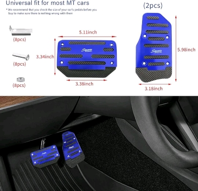 Picture of 2PCS Car Non-Slip Aluminum Alloy Pedal Pads, Nonslip Car Pedal Pads, Non-Slip Foot Pedal Covers Set, Accelerator Pedal Pad Cover Interior Decoration Accessories Universal for Car, SUV (Blue)