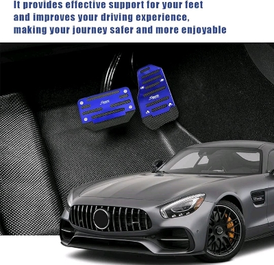 Picture of 2PCS Car Non-Slip Aluminum Alloy Pedal Pads, Nonslip Car Pedal Pads, Non-Slip Foot Pedal Covers Set, Accelerator Pedal Pad Cover Interior Decoration Accessories Universal for Car, SUV (Blue)