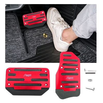 Picture of 2PCS Car Non-Slip Aluminum Alloy Pedal Pads, Nonslip Car Pedal Pads, Non-Slip Foot Pedal Covers Set, Accelerator Pedal Pad Cover Interior Decoration Accessories Universal for Car, SUV (Red)