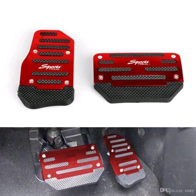 Picture of 2PCS Car Non-Slip Aluminum Alloy Pedal Pads, Nonslip Car Pedal Pads, Non-Slip Foot Pedal Covers Set, Accelerator Pedal Pad Cover Interior Decoration Accessories Universal for Car, SUV (Red)