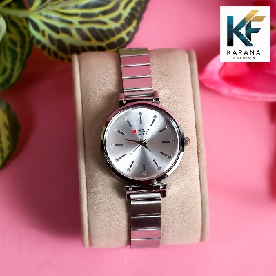 Picture of Curren Fashionable white & pink dial Luxury Quartz premium steel chain Watch for women