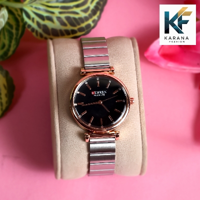 Picture of Curren Fashionable white & pink dial Luxury Quartz premium steel chain Watch for women