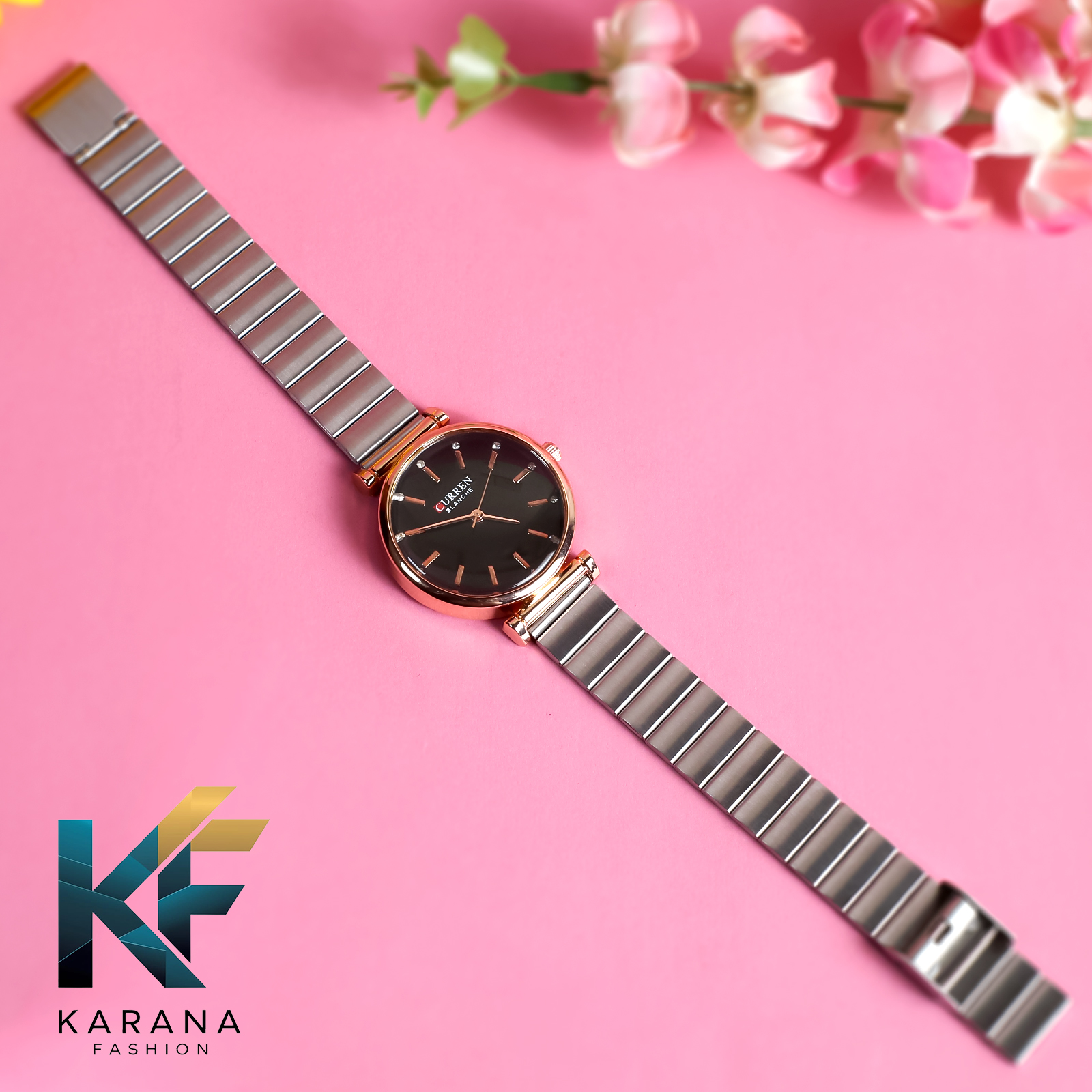 Picture of Curren Fashionable white & pink dial Luxury Quartz premium steel chain Watch for women