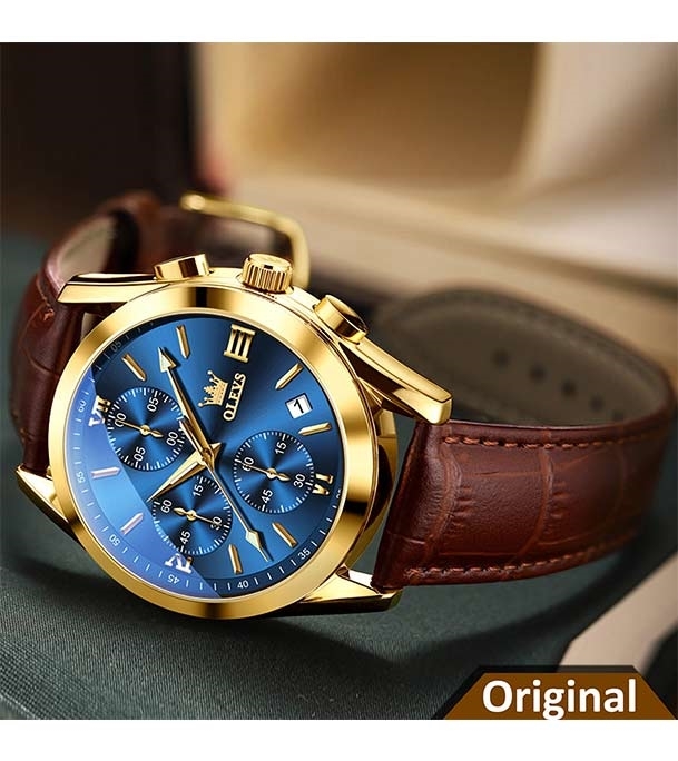 Picture of Olves fashionable PU leather Date display analog wrist watch for men