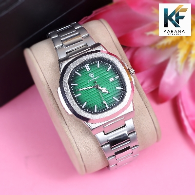 Picture of Poedagar 613 square quartz stainless steel green dial analogue watch for men