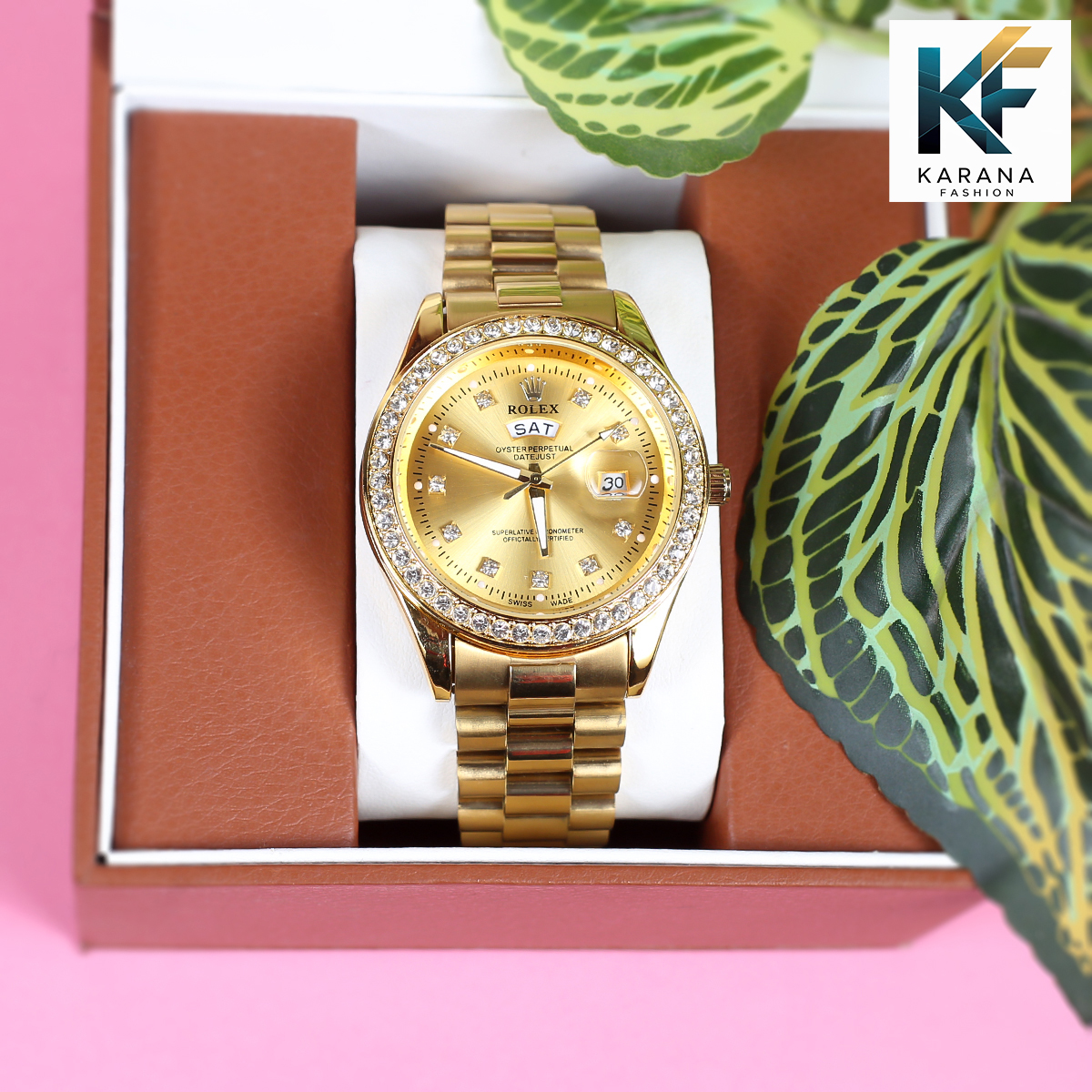 Picture of Rolexs stainless steel chain date & day analogue dial premium watch for men