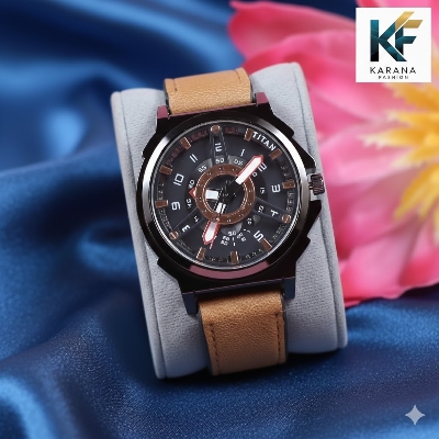 Picture of Signature Trendy analogue dial with a brown leather star watch for men  