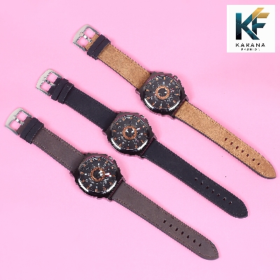 Picture of Signature Trendy analogue dial with a brown leather star watch for men  