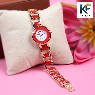 Picture of Fashionable new stylish Stainless Steel and diamond cut stone Chain analogue dial premium watch for ladies
