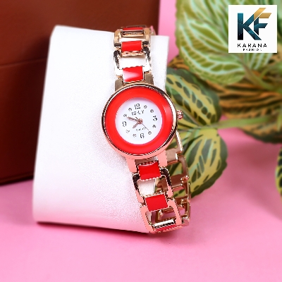 Picture of Fashionable new stylish Stainless Steel and diamond cut stone Chain analogue dial premium watch for ladies