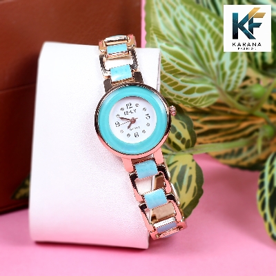 Picture of Fashionable new stylish Stainless Steel and diamond cut stone Chain analogue dial premium watch for ladies