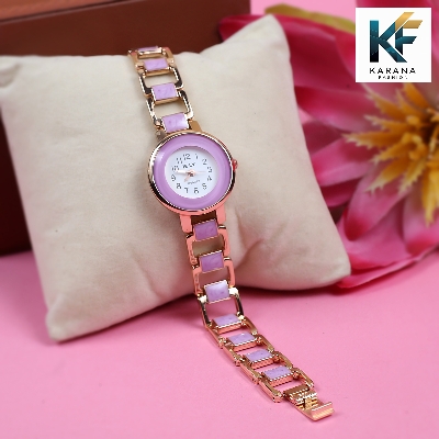 Picture of Fashionable new stylish Stainless Steel and diamond cut stone Chain analogue dial premium watch for ladies