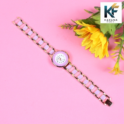 Picture of Fashionable new stylish Stainless Steel and diamond cut stone Chain analogue dial premium watch for ladies
