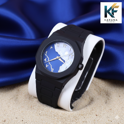 Picture of The Arabic aura dial analogue Mate black Silicon bell watch for men (free watch box)