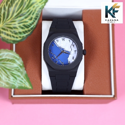 Picture of The Arabic aura dial analogue Mate black Silicon bell watch for men (free watch box)