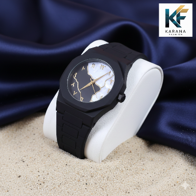 Picture of The Arabic aura dial analogue Mate black Silicon bell watch for men (free watch box)