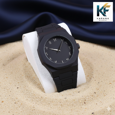 Picture of The Arabic aura dial analogue Mate black Silicon bell watch for men (free watch box)