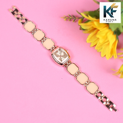 Picture of Fashionable new stylish Stainless Steel and diamond cut stone Chain analogue dial premium watch for ladies