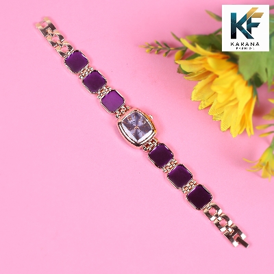 Picture of Fashionable new stylish Stainless Steel and diamond cut stone Chain analogue dial premium watch for ladies